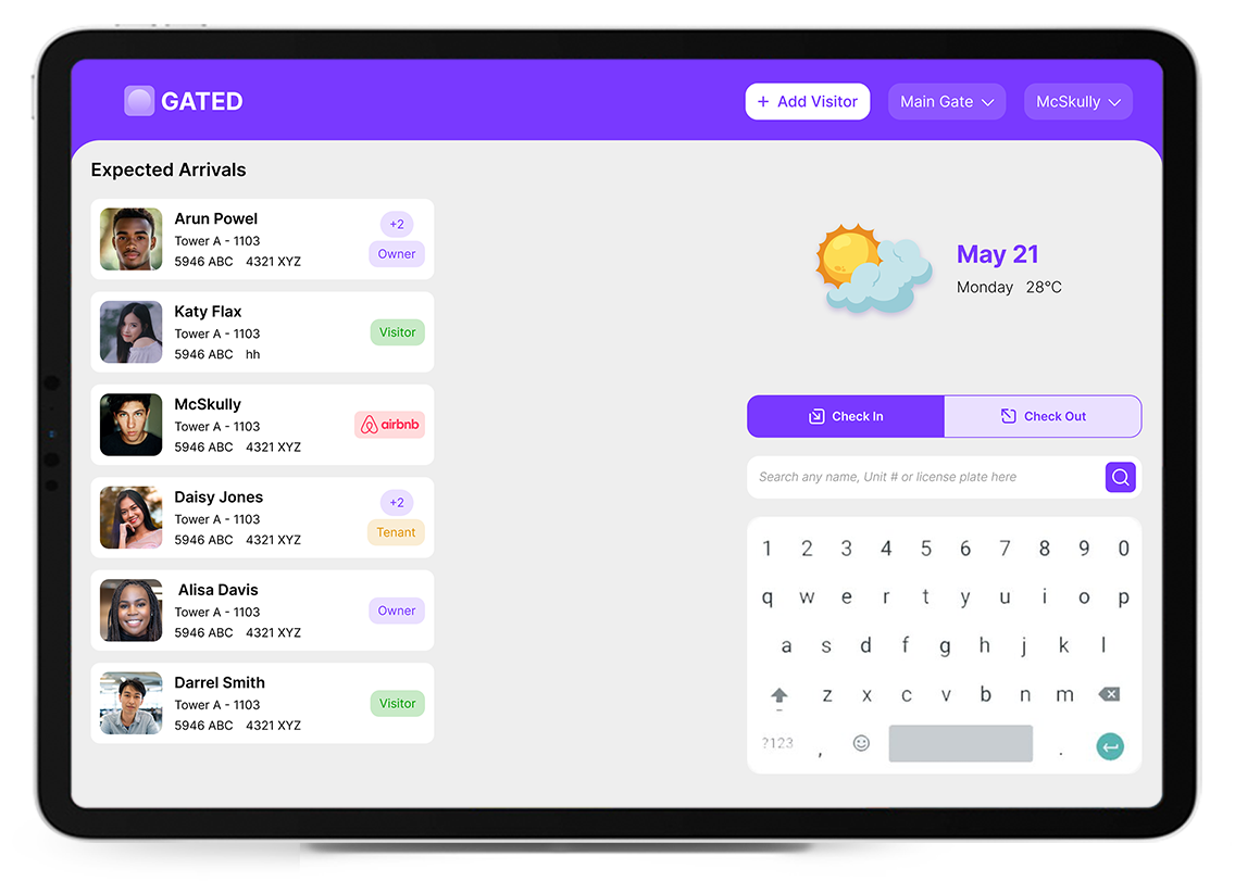 Security App on Tablet